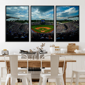 3-Panel Kauffman Stadium Wall Art Print | Large Kansas City