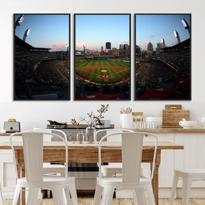 PNC Park Evening Game Triple Canvas Wall Art - Pittsburgh