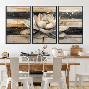Lotus Flower Wall Art – Framed Abstract Floral Canvas