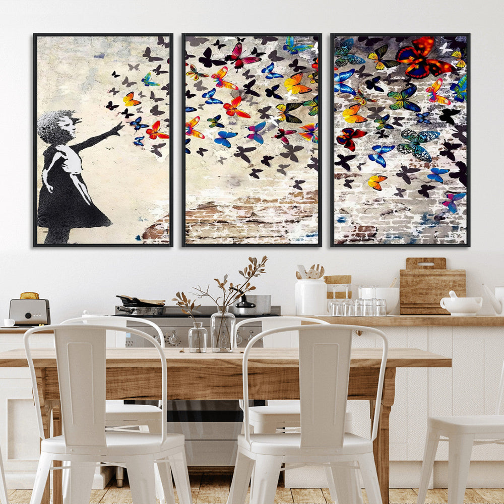 Banksy Graffiti Wall Art Canvas Print: Girl Releasing