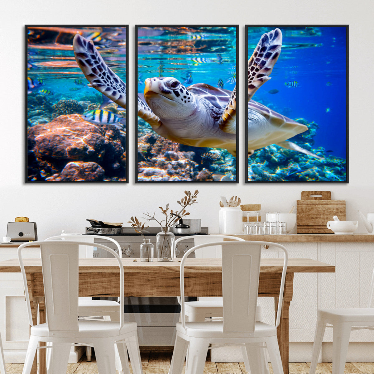 Underwater Sea Turtle Wall Art Canvas Print – Vibrant Ocean