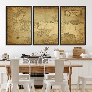 Vintage Game of Thrones Map Wall Art | Westeros and Essos