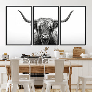 Highland Wall Art Canvas Print – Minimalist Black and White