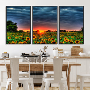 Golden Sunflower Field at Sunset – Breathtaking Sky and