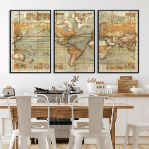 Push Pin World Map Canvas Print – Travel Tracker Wall Art