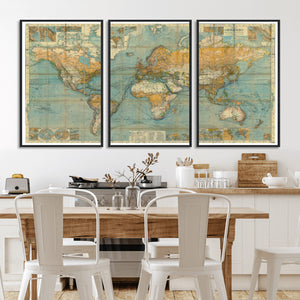 Push Pin World Map Canvas Print – Travel Tracker Wall Art