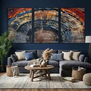 Abstract Tree Ring Wall Art Canvas Print
