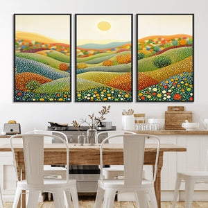 YAYOI KUSAMA Colorful Dot Art Landscape Canvas - Framed