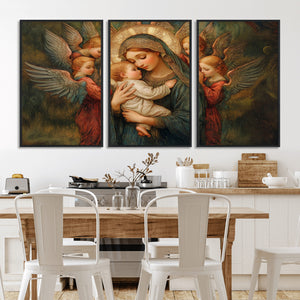 Mary Jesus Canvas Wall Art Print - Madonna and Child with