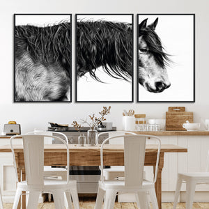 Black Horse Wall Art Canvas Print – Elegant Farmhouse Decor