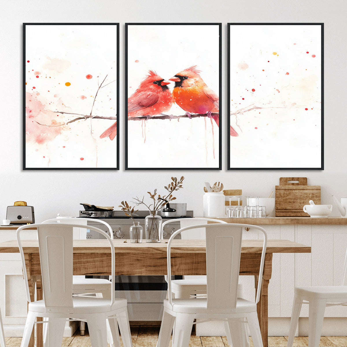 Cardinal Bird Canvas Wall Art - Male and Female Cardinal