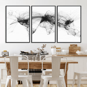 Flight Routes Air Traffic Map Canvas Wall Art - Framed -