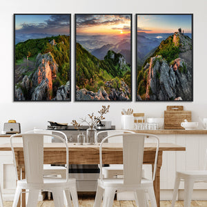 Mountain Sunset Panoramic Wall Art Canvas Print – Framed