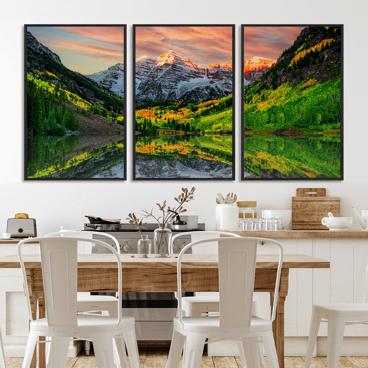 Maroon Bells Lake Wall Art Canvas Print – Framed Majestic