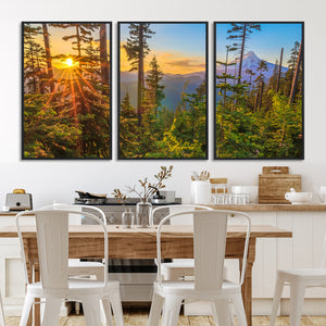 Forest Sunset Wall Art Canvas Print, Glowing Evening Light