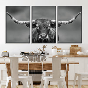 Texas Longhorn Wall Art Canvas Print – Framed Western Bull