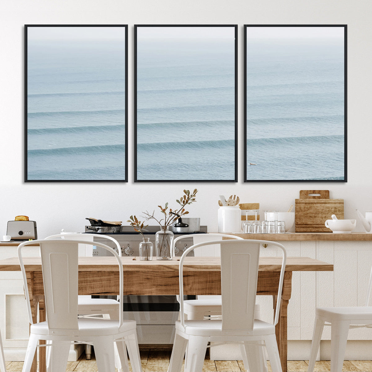 Ocean Waves Wall Art Canvas Print – Framed Solo Surfer Wave