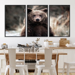 Brown Bear Wall Art Canvas Print – Framed Majestic Woodland
