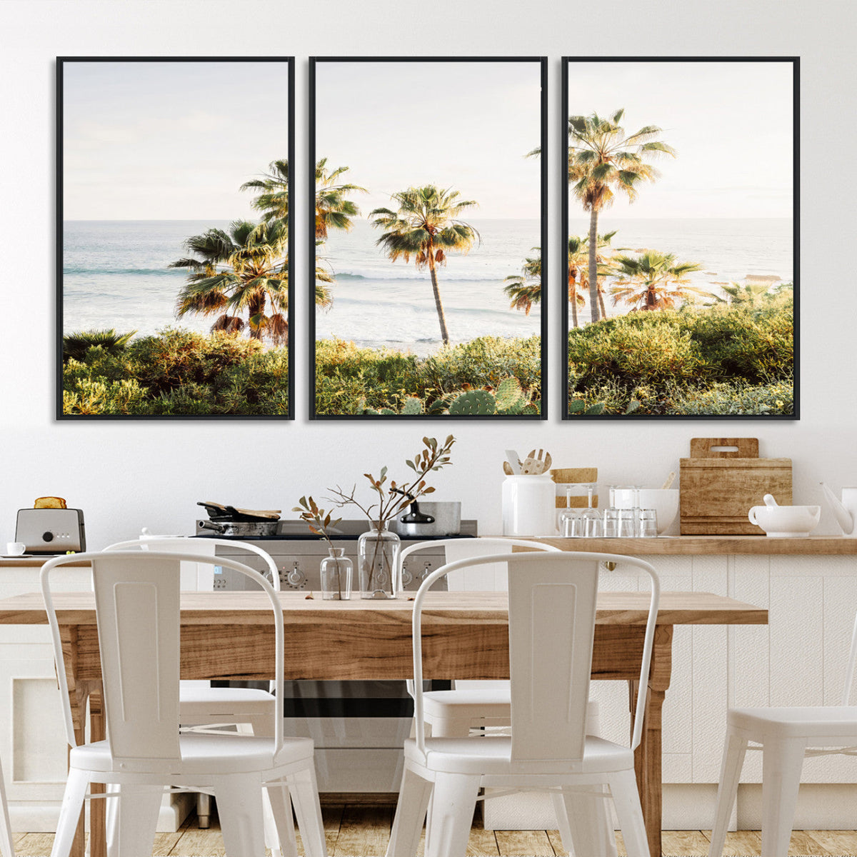 California Coast Palm Trees Wall Art Canvas Print – Framed