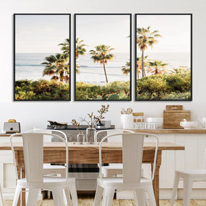 California Coast Palm Trees Wall Art Canvas Print – Framed