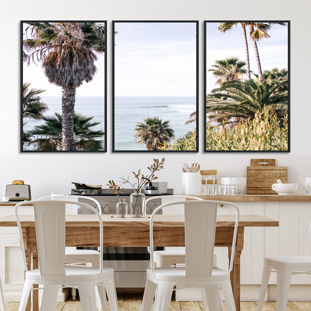 Coastal Palm Trees Wall Art Canvas Print – Framed Ocean