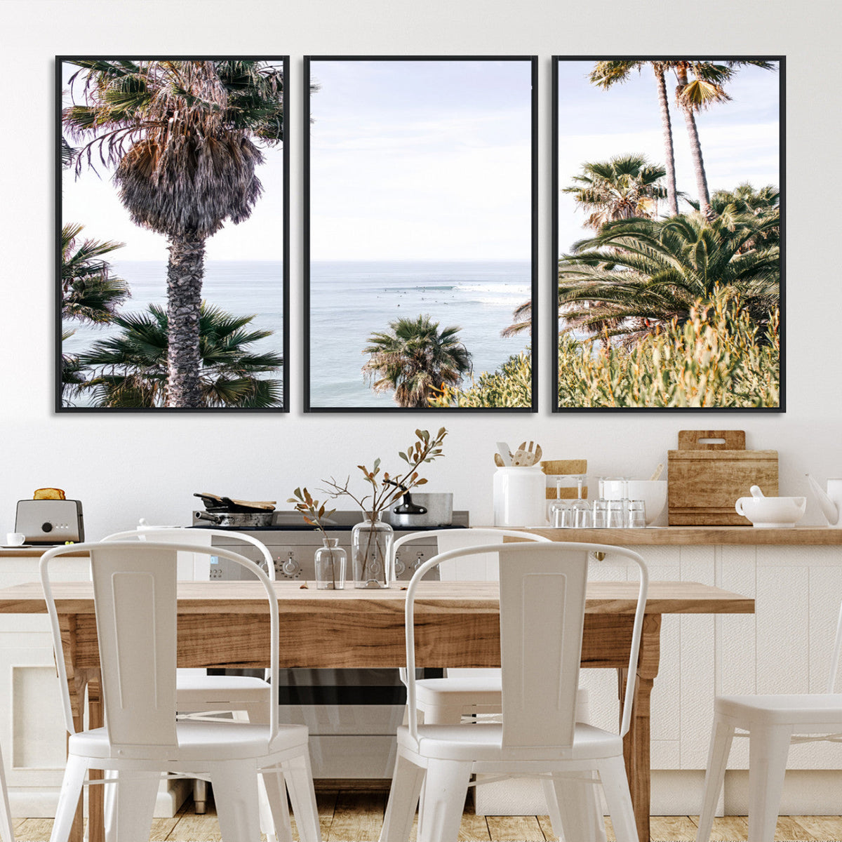 Coastal Palm Trees Wall Art Canvas Print – Framed Ocean