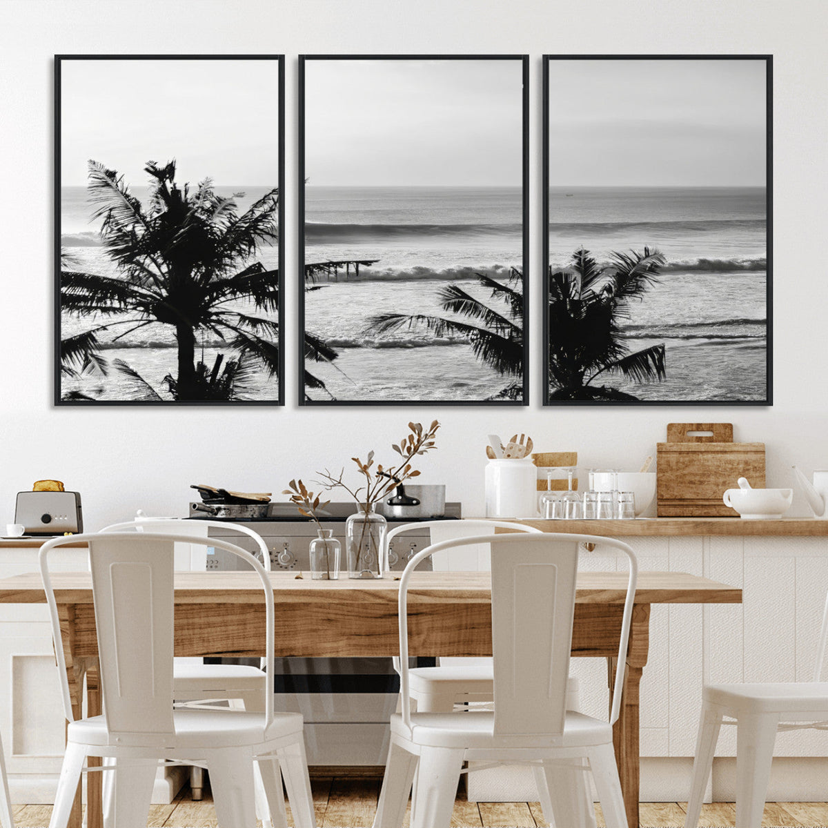 Tropical Coastline Wall Art Canvas Print – Framed Palm Trees