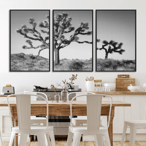 Joshua Tree Wall Art Canvas Print – Framed Monochrome Desert