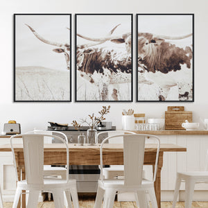 Longhorn Wall Art Canvas Print – Framed Western Cow Rustic