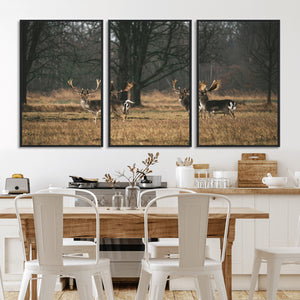 Deer Wall Art Canvas Print – Framed Rustic Wildlife Stags