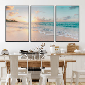 Beach Sunset Wall Art Canvas Print – Framed Ocean Waves