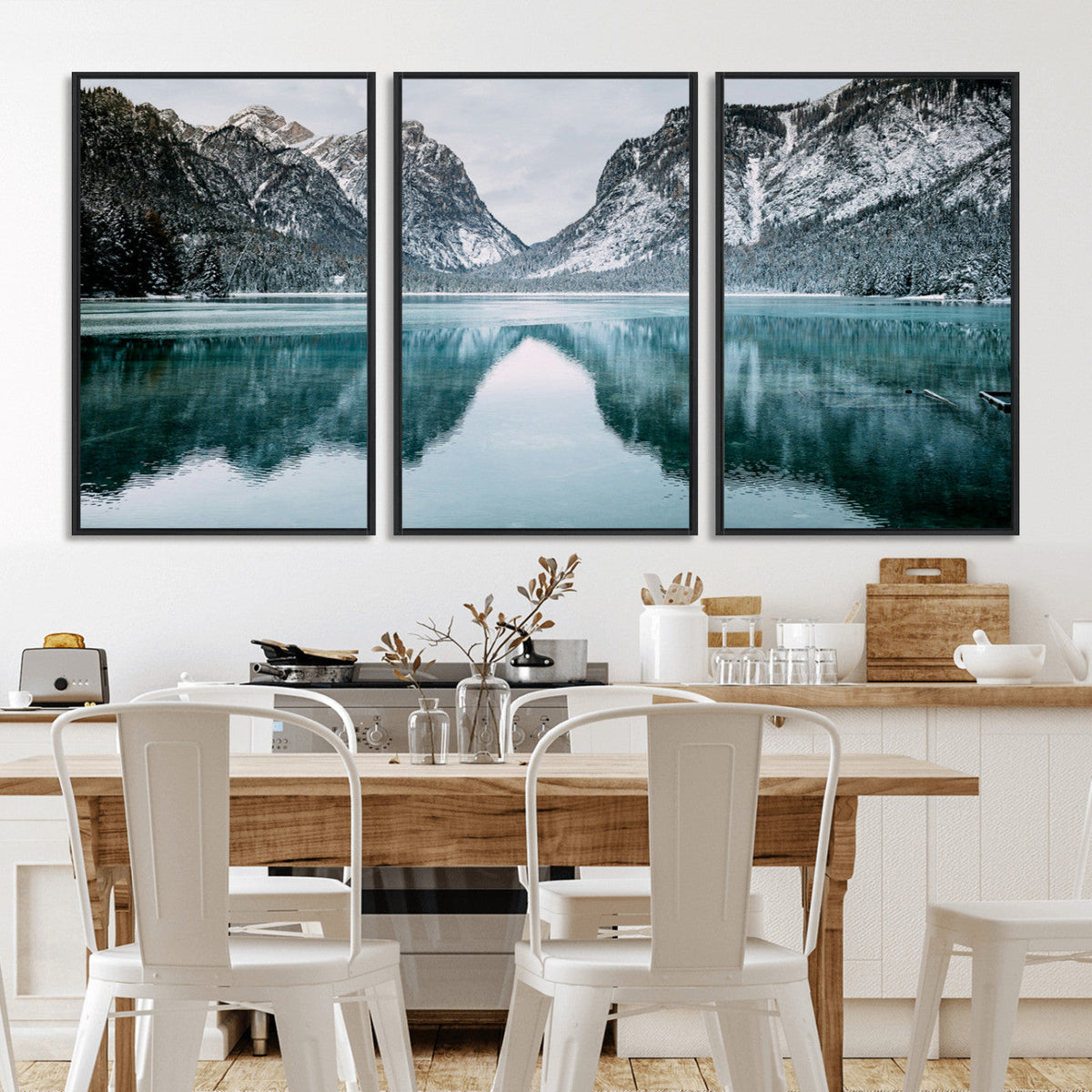 Mountain Lake Wall Art Canvas Print – Framed Toblacher See