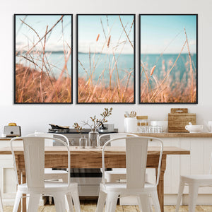 Coastal Grass Landscape Wall Art Canvas Print – Golden