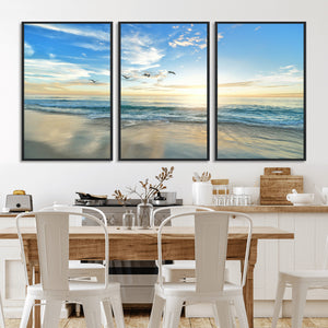 Minimalist Seaside Wall Art Canvas Print – Morning Glow