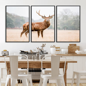 Vintage Wildlife Wall Art Canvas Print – Misty Landscape