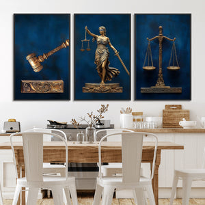 Lady Justice Wall Art Canvas Print – Elegant Gold Legal