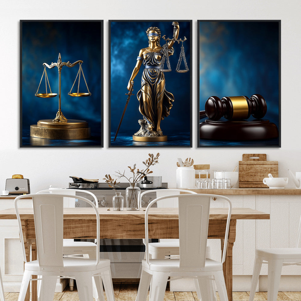 Lady Justice Wall Art Canvas Print – Elegant Gold Legal