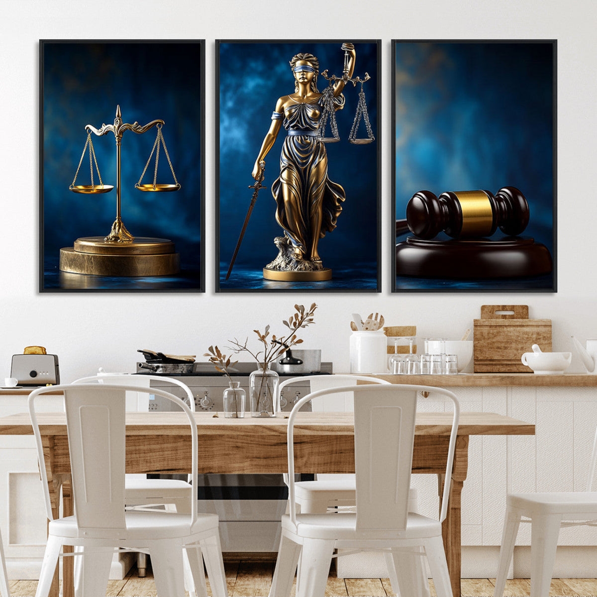 Justice Scales Statue Wall Art, Lady Justice Canvas Print,