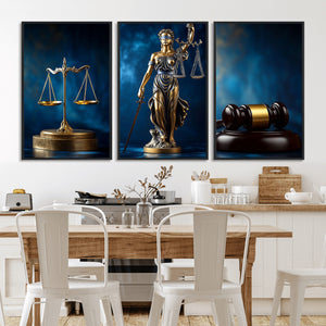 Justice Scales Statue Wall Art, Lady Justice Canvas Print,