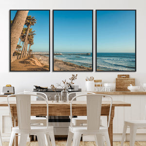 Scenic Beach Wall Art Canvas Print – Tall Palm Trees, Sandy
