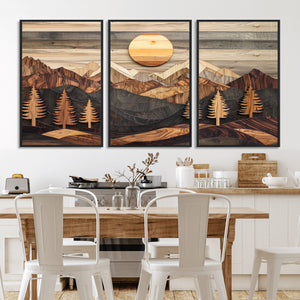Wood Mountain Wall Art Canvas Print – Layered Forest and