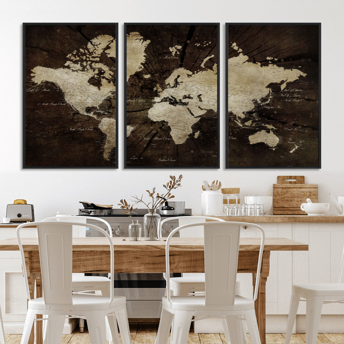 World Map Wall Art Canvas Print – Framed Travel Map Wall Art