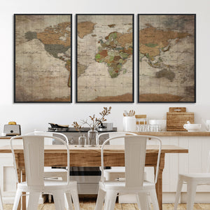 World Map Canvas Print – Framed Travel Map Wall Art for