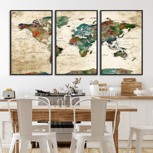 World Map Canvas Print – Framed Detailed Map of the World
