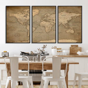 World Map Canvas Print – Framed Travel Map Wall Art for