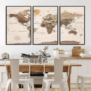 World Map Canvas Print – Framed Detailed Map of the World