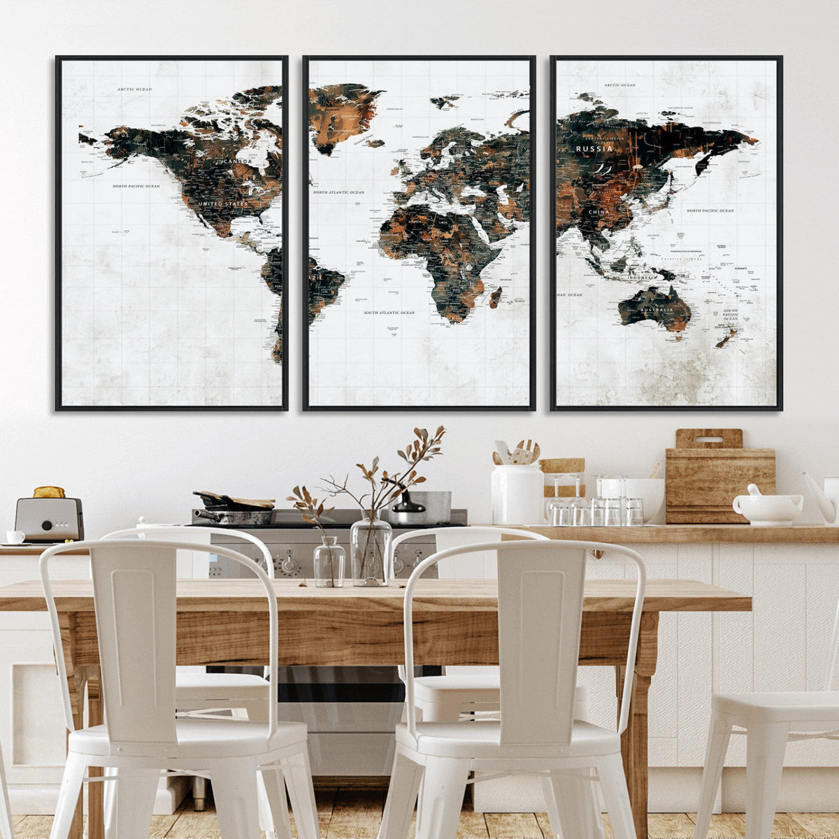 Large World Map Canvas Print – Framed Travel Map Wall Art