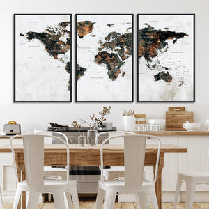 Large World Map Canvas Print – Framed Travel Map Wall Art