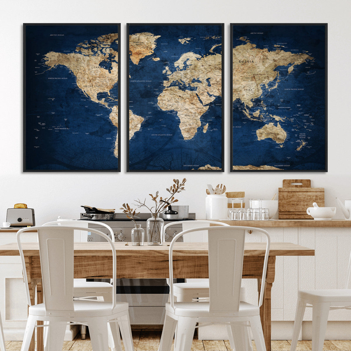 World Map Canvas Print – Framed Travel Map Wall Art for