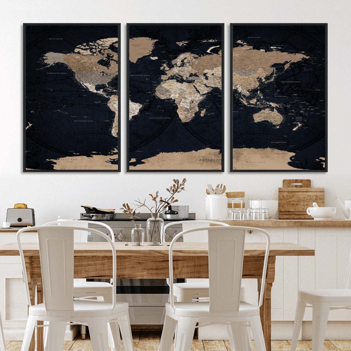 Grunge Wall Art World Map Canvas Print